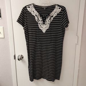 NWOT Market and Spruce striped T-shirt dress with lace up front